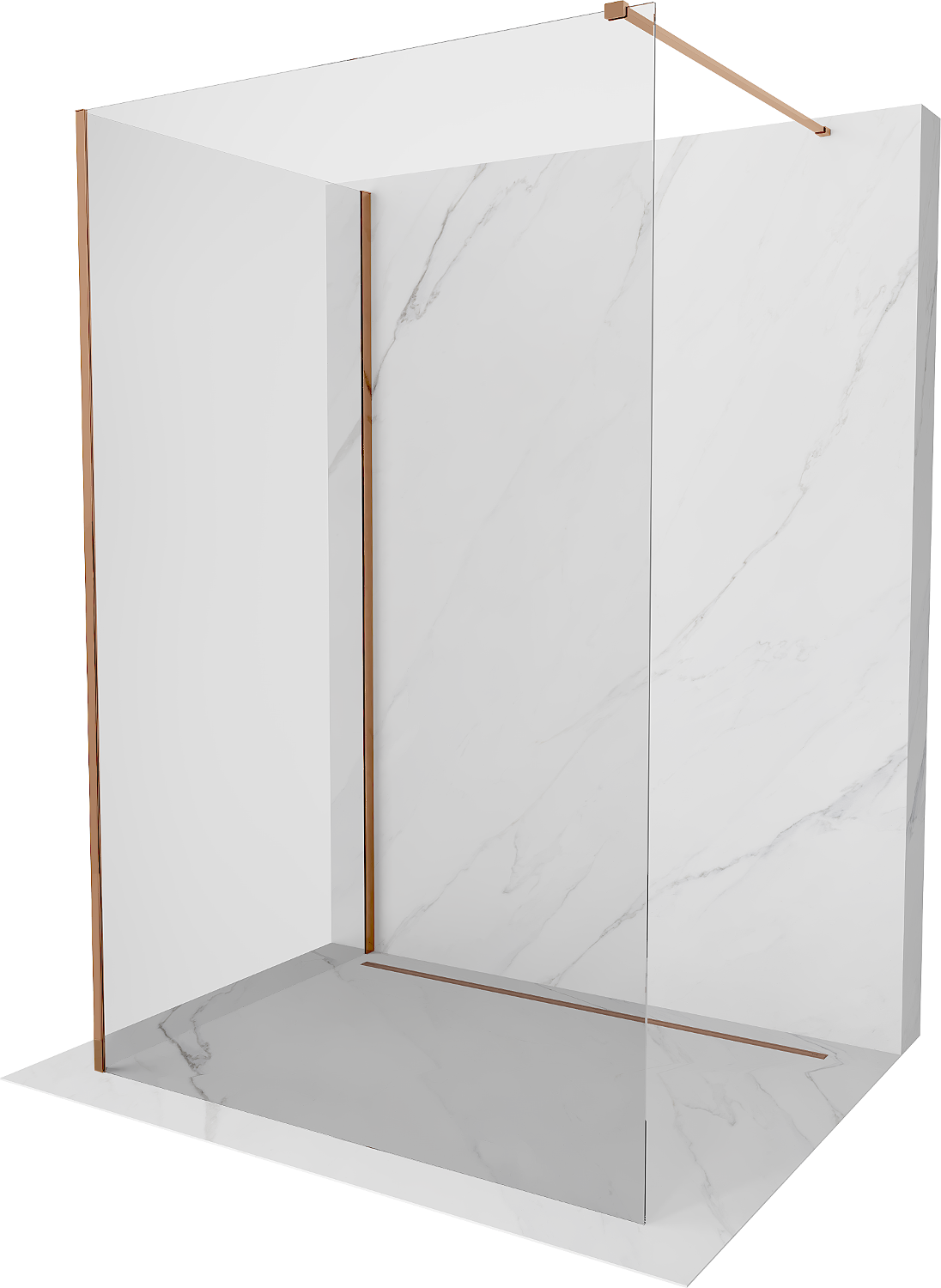 Mexen Kioto perete duș Walk-in 100 x 80 cm, transparent, aur roz - 800-100-212-60-00-080