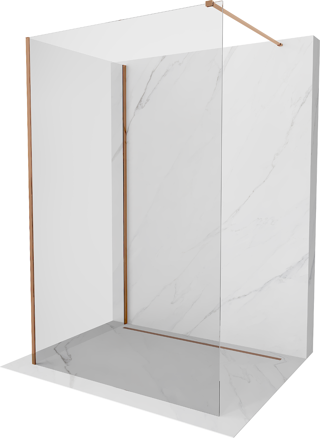 Kioto panou de duş Walk-in 90 x 85 cm, transparent, aur roz - 800-090-212-60-00-085