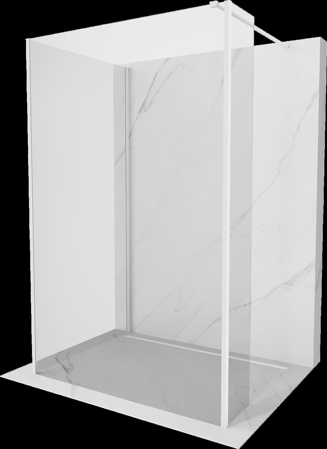 Mexen Kioto dusă Walk-in 100 x 70 x 30 cm, transparent, alb - 800-100-070-221-20-00-030