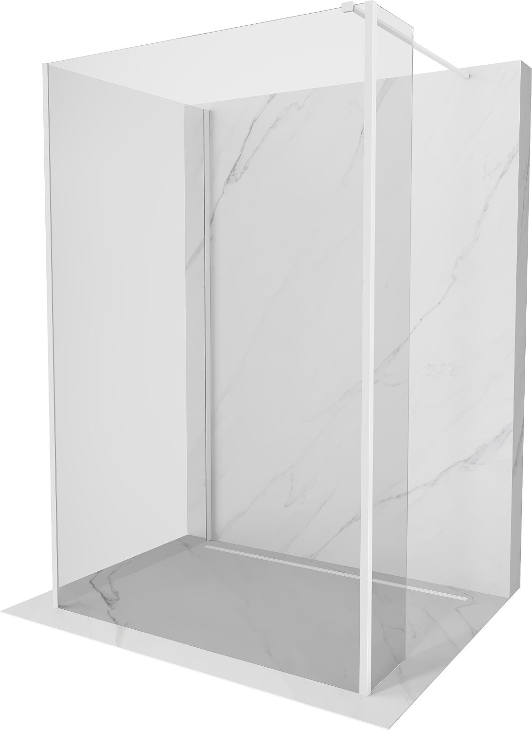 Mexen Kioto perete duș Walk-in 140 x 75 x 30 cm, transparent, alb - 800-140-075-221-20-00-030