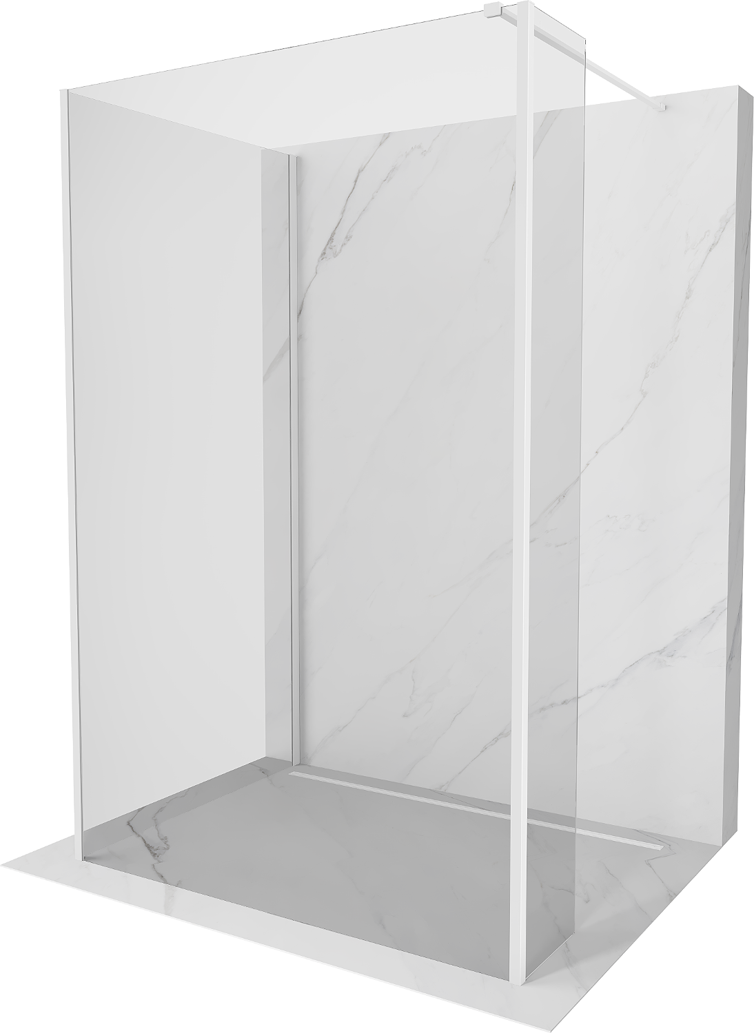 Mexen Kioto perete walk-in 100 x 80 x 30 cm, transparent, alb - 800-100-080-221-20-00-030