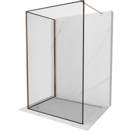 Mexen Kioto perete duș Walk-in 120 x 90 cm, model negru, aur roz - 800-120-212-60-70-090