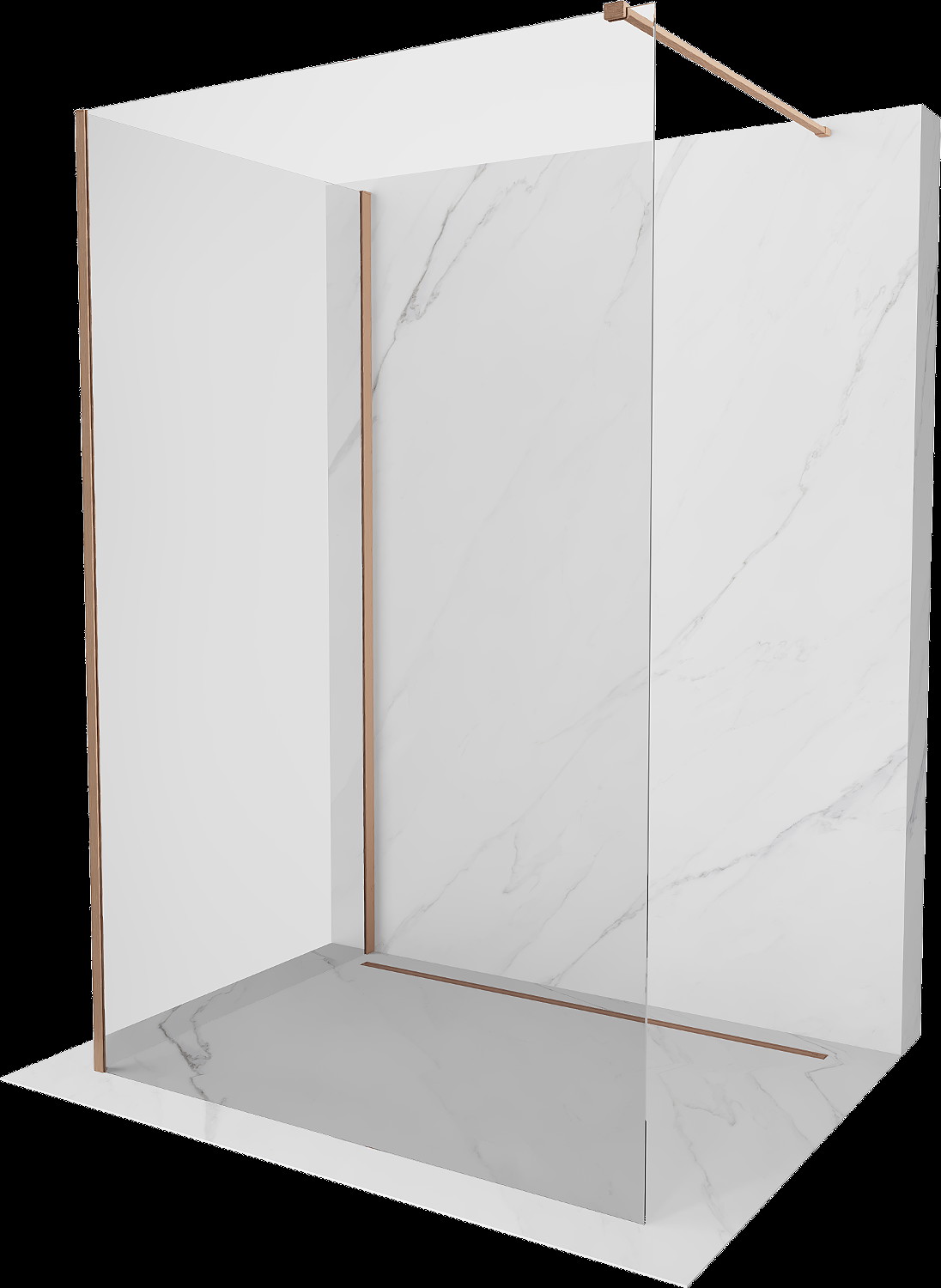 Mexen Kioto perete de duş Walk-in 100 x 95 cm, transparent, bronz periat - 800-100-212-65-00-095