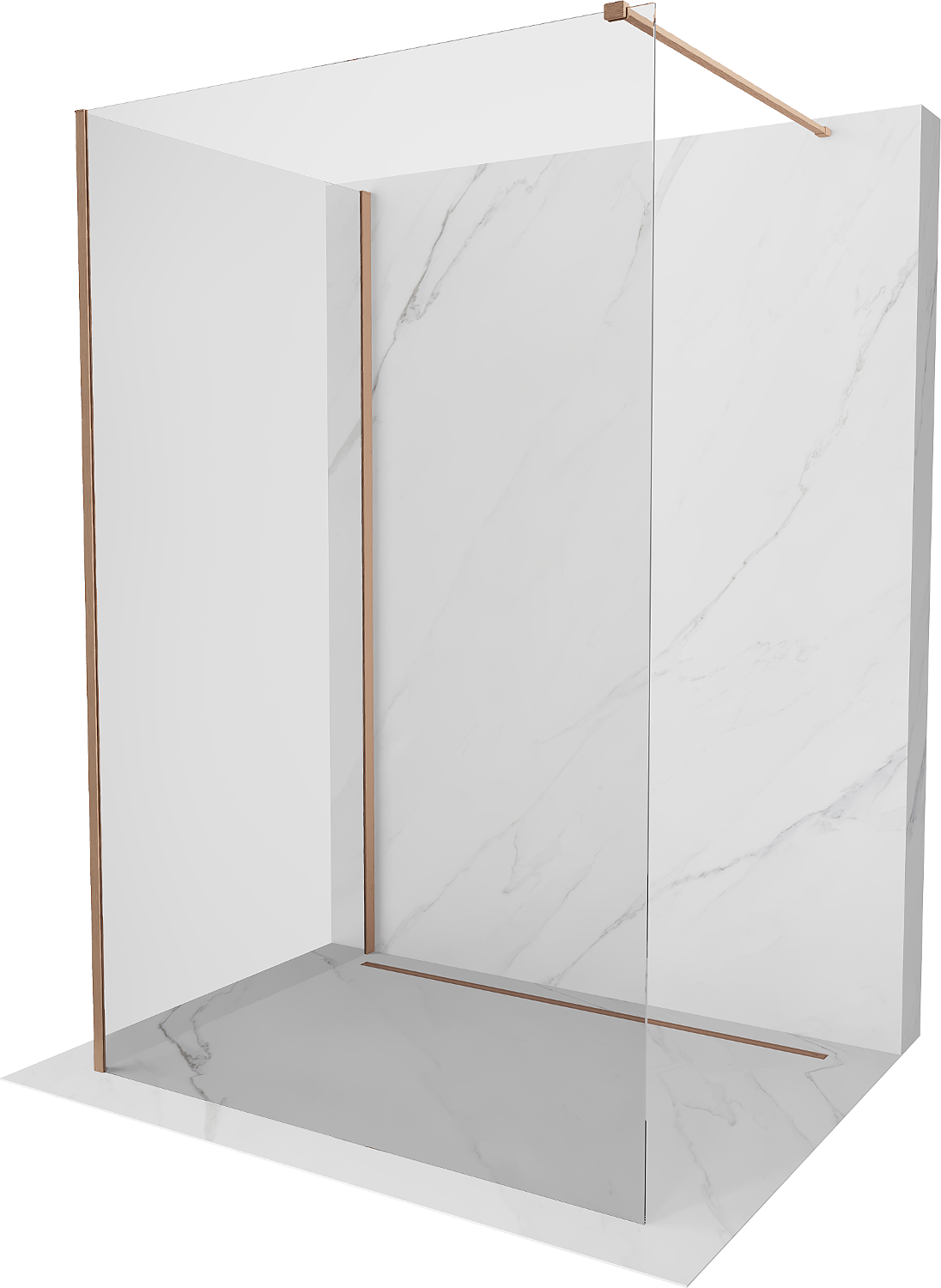 Mexen Kioto panou de duş Walk-in 95 x 90 cm, transparent, cupru periat - 800-095-212-65-00-090