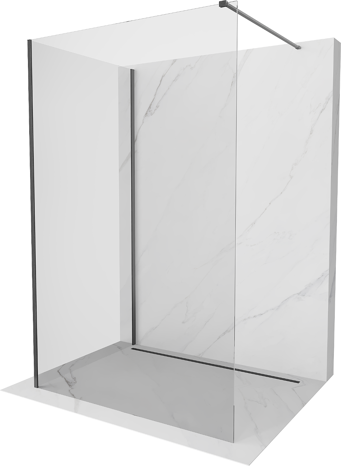 Mexen Kioto perete de duş Walk-in 120 x 70 cm, transparent, gri armat - 800-120-212-66-00-070