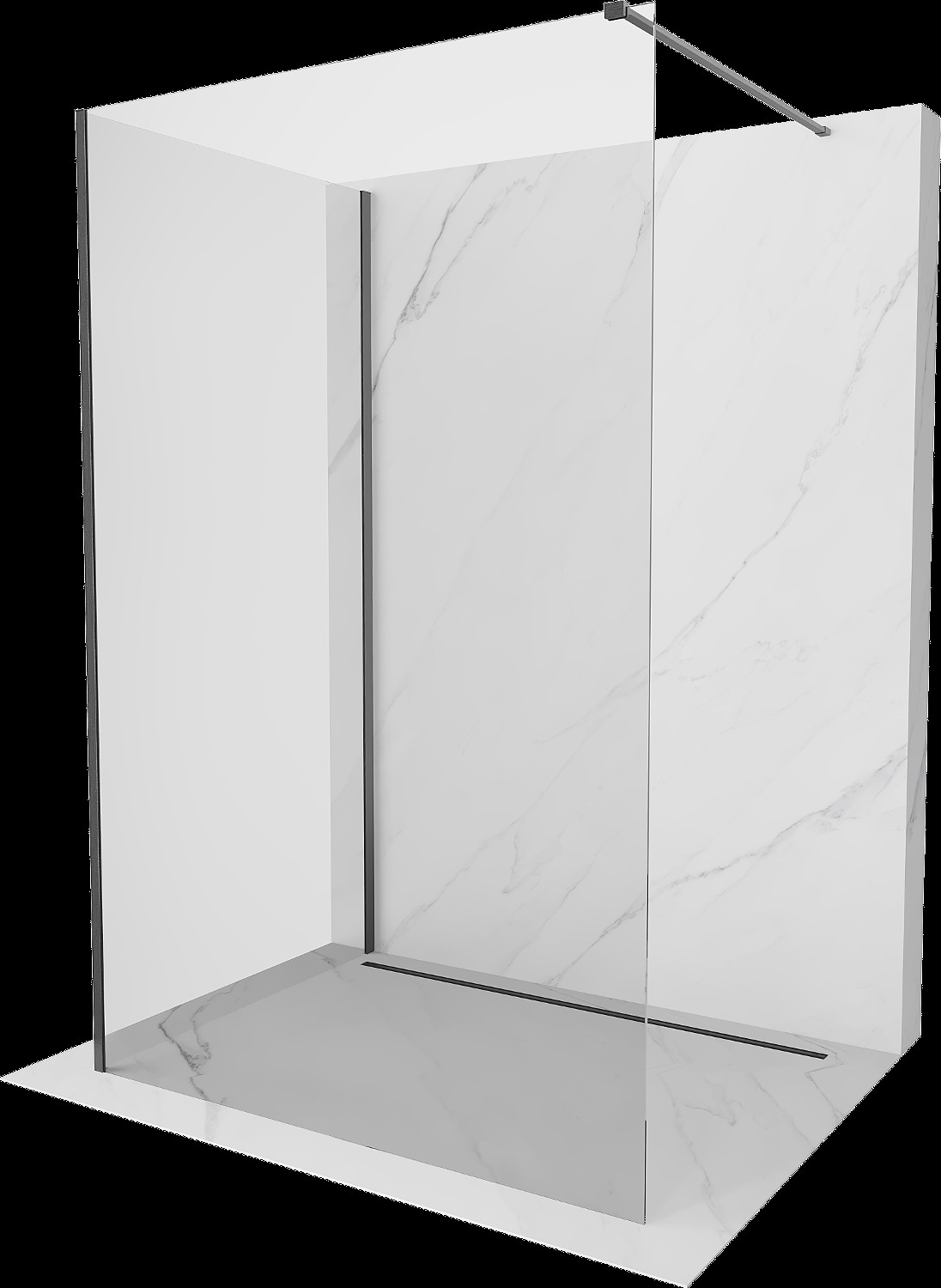 Mexen Kioto perete de duș Walk-in 140 x 70 cm, transparent, gri închis periat - 800-140-212-66-00-070