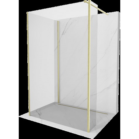 Mexen Kioto perete duș Walk-in 90 x 70 x 30 cm, transparent, aur în perie - 800-090-070-221-55-00-030