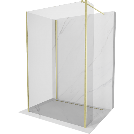 Mexen Kioto perete duș Walk-in 140 x 70 x 30 cm, transparent, aur periat - 800-140-070-221-55-00-030