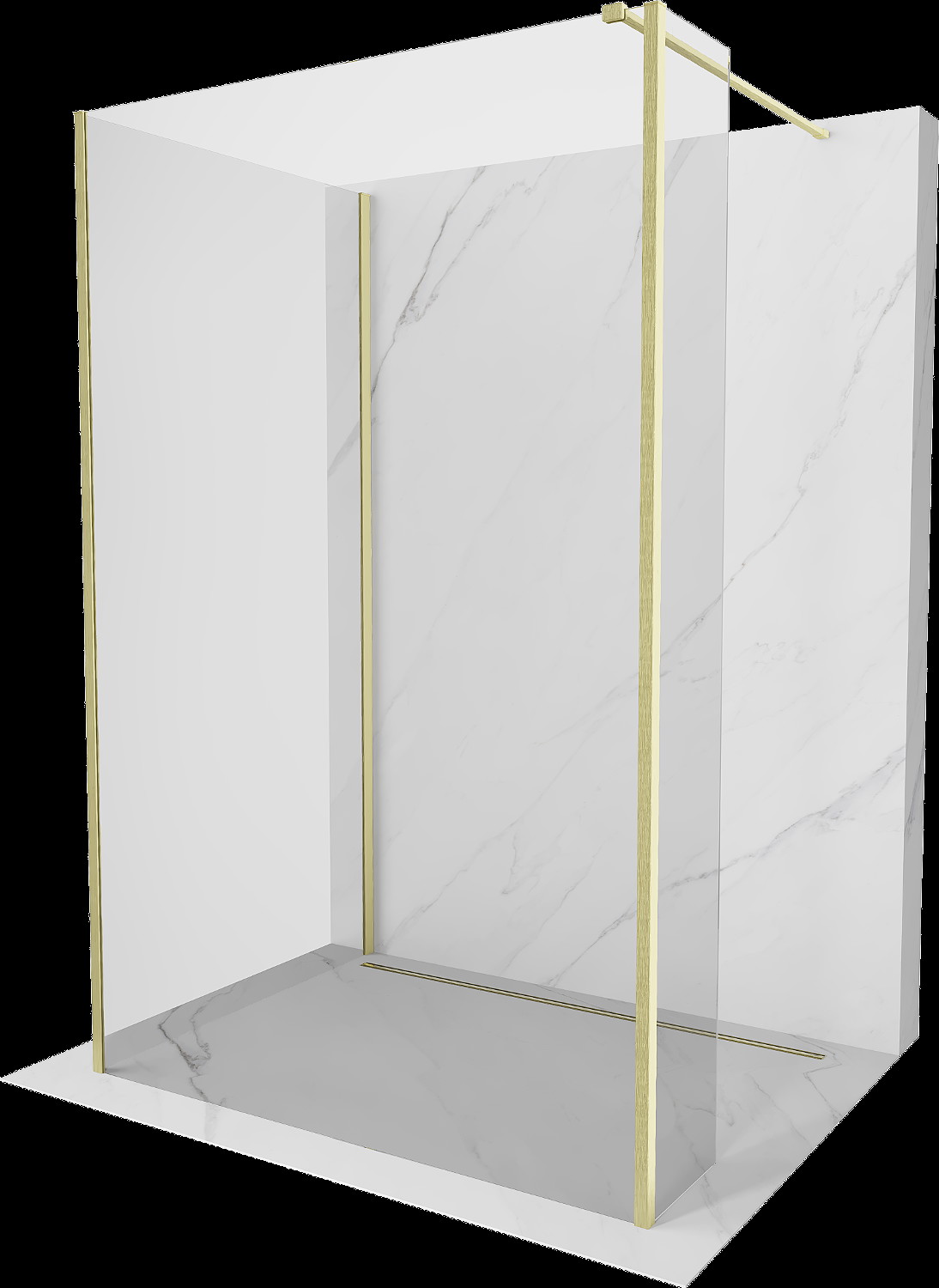 Mexen Kioto perete pentru duș Walk-in 100 x 75 x 30 cm, transparent, finisaj aurie periat - 800-100-075-221-55-00-030