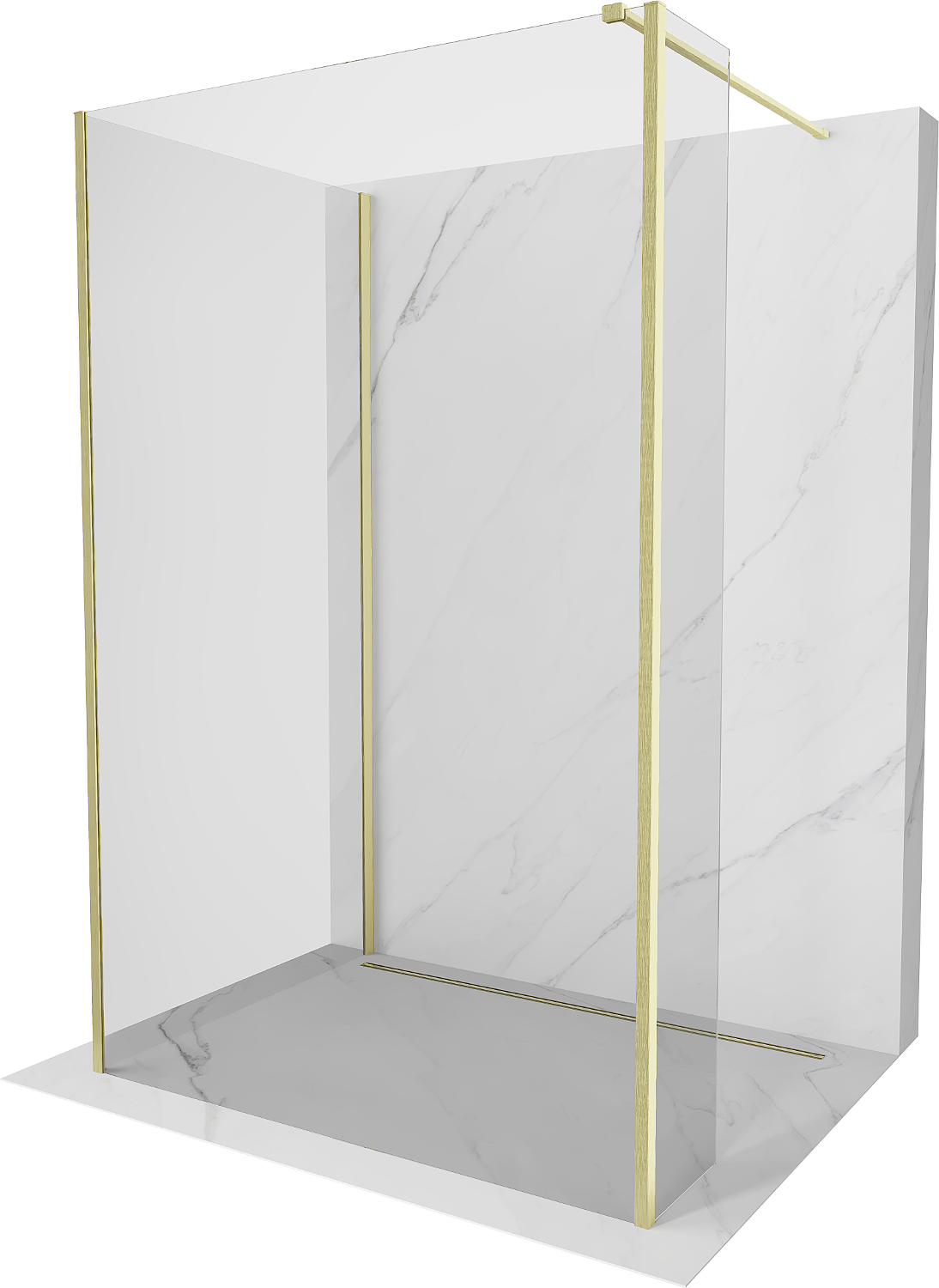 Mexen Kioto panou de duș Walk-in 140 x 75 x 30 cm, transparent, aurat periat - 800-140-075-221-55-00-030