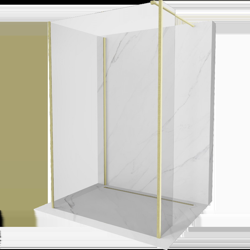 Mexen Kioto panou de duș Walk-in 140 x 80 x 30 cm, transparent, aur periat - 800-140-080-221-55-00-030