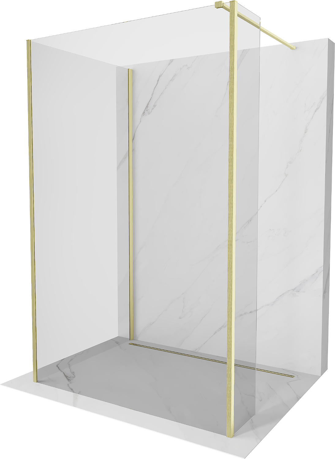 Mexen Kioto perete de duş Walk-in 120 x 95 x 30 cm, transparent, aur scuturat - 800-120-095-221-55-00-030