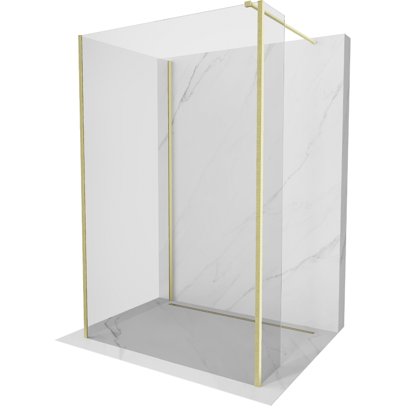 Mexen Kioto perete de duș Walk-in 125 x 80 x 40 cm, transparent, finisaj auriu periat - 800-125-080-221-55-00-040