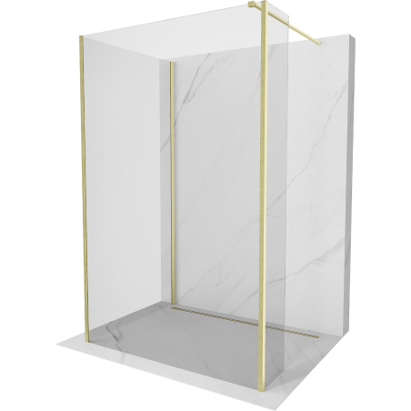 Mexen Kioto perete duș Walk-in 115 x 90 x 40 cm, transparent, aur în perie - 800-115-090-221-55-00-040