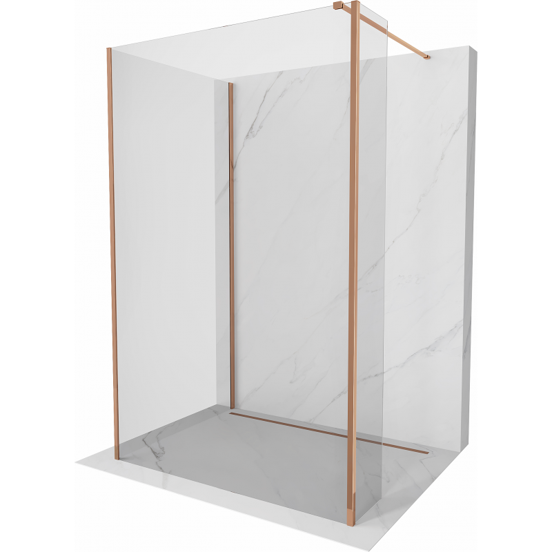 Mexen Kioto perete de duș Walk-in 135 x 70 x 30 cm, transparent, aur roz - 800-135-070-221-60-00-030