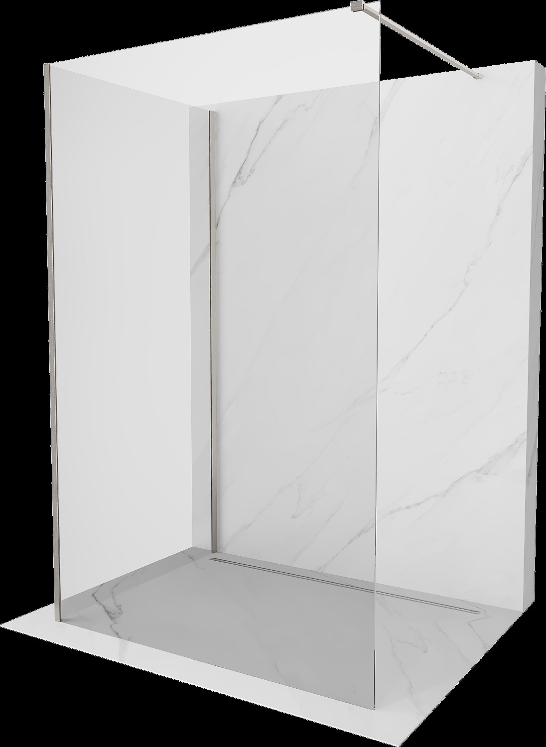 Mexen Kioto perete dus Walk-in 130 x 75 cm, transparent, nichel periat - 800-130-212-97-00-075