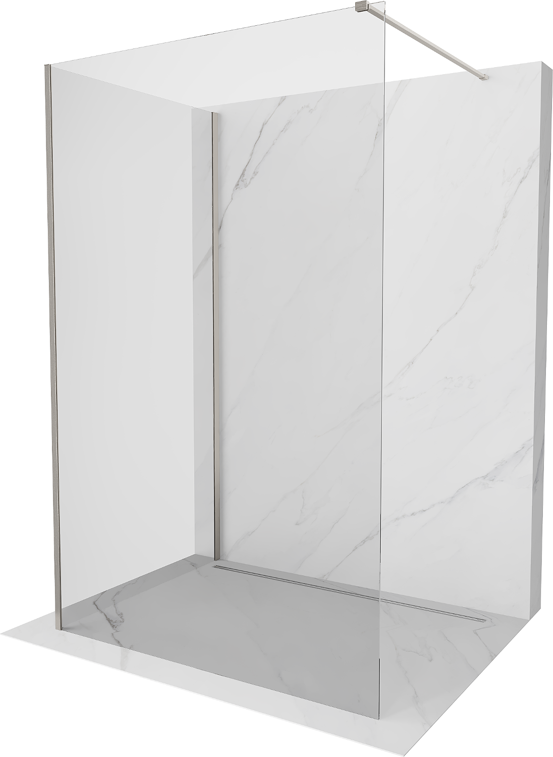 Mexen Kioto perete walk-in 125 x 100 cm, transparent, nichel periat - 800-125-212-97-00-100