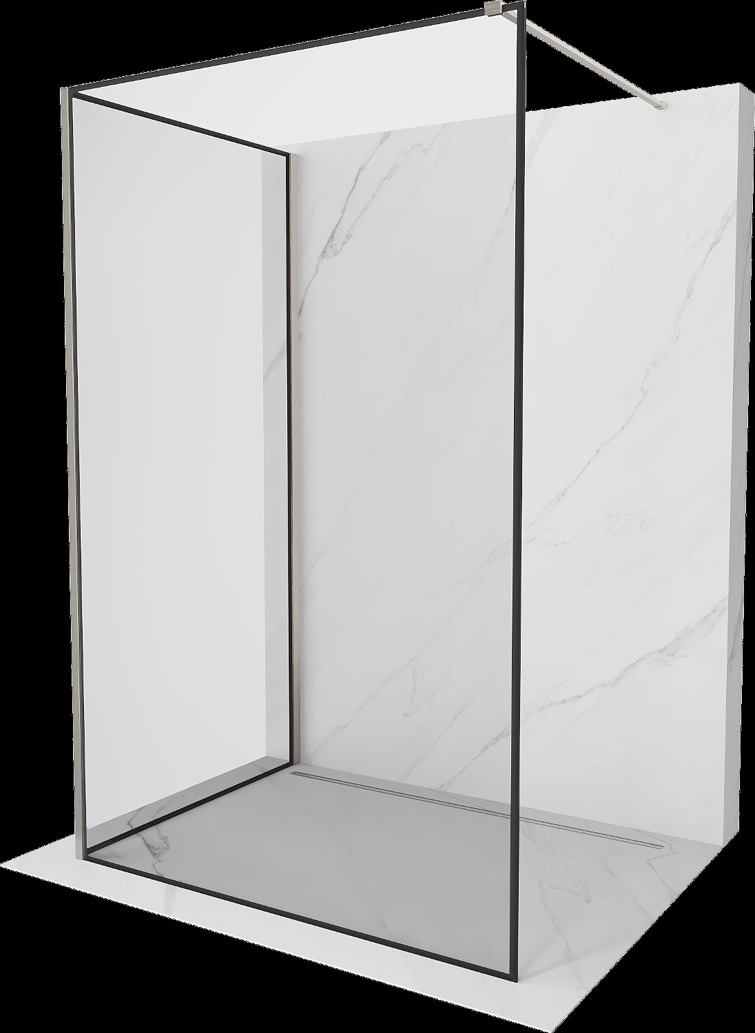 Mexen Kioto panou de duş Walk-in 120 x 110 cm, model negru, nickel periat - 800-120-212-97-70-110