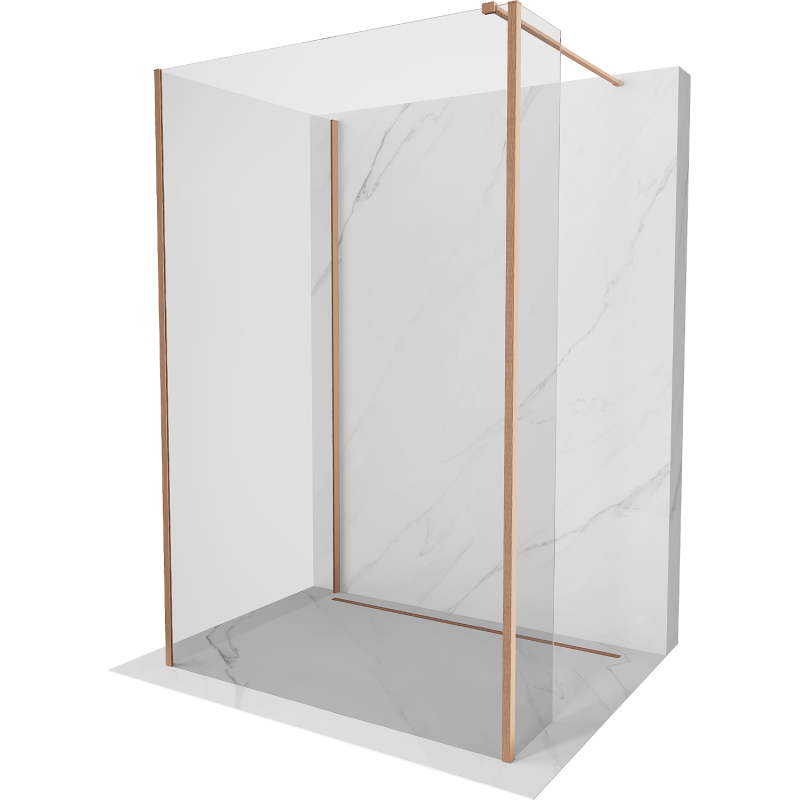 Mexen Kioto perete de duș Walk-in 130 x 80 x 30 cm, transparent, cupru periat - 800-130-080-221-65-00-030