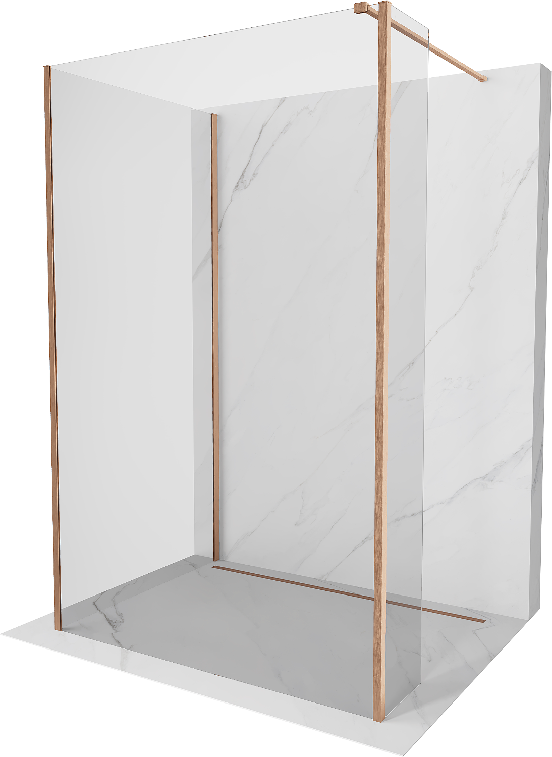 Mexen Kioto panou de duș Walk-in 130 x 85 x 30 cm, transparent, cupru periat - 800-130-085-221-65-00-030