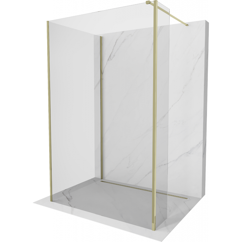 Mexen Kioto perete de dus Walk-in 100 x 70 x 30 cm, transparent, aurie - 800-100-070-221-50-00-030