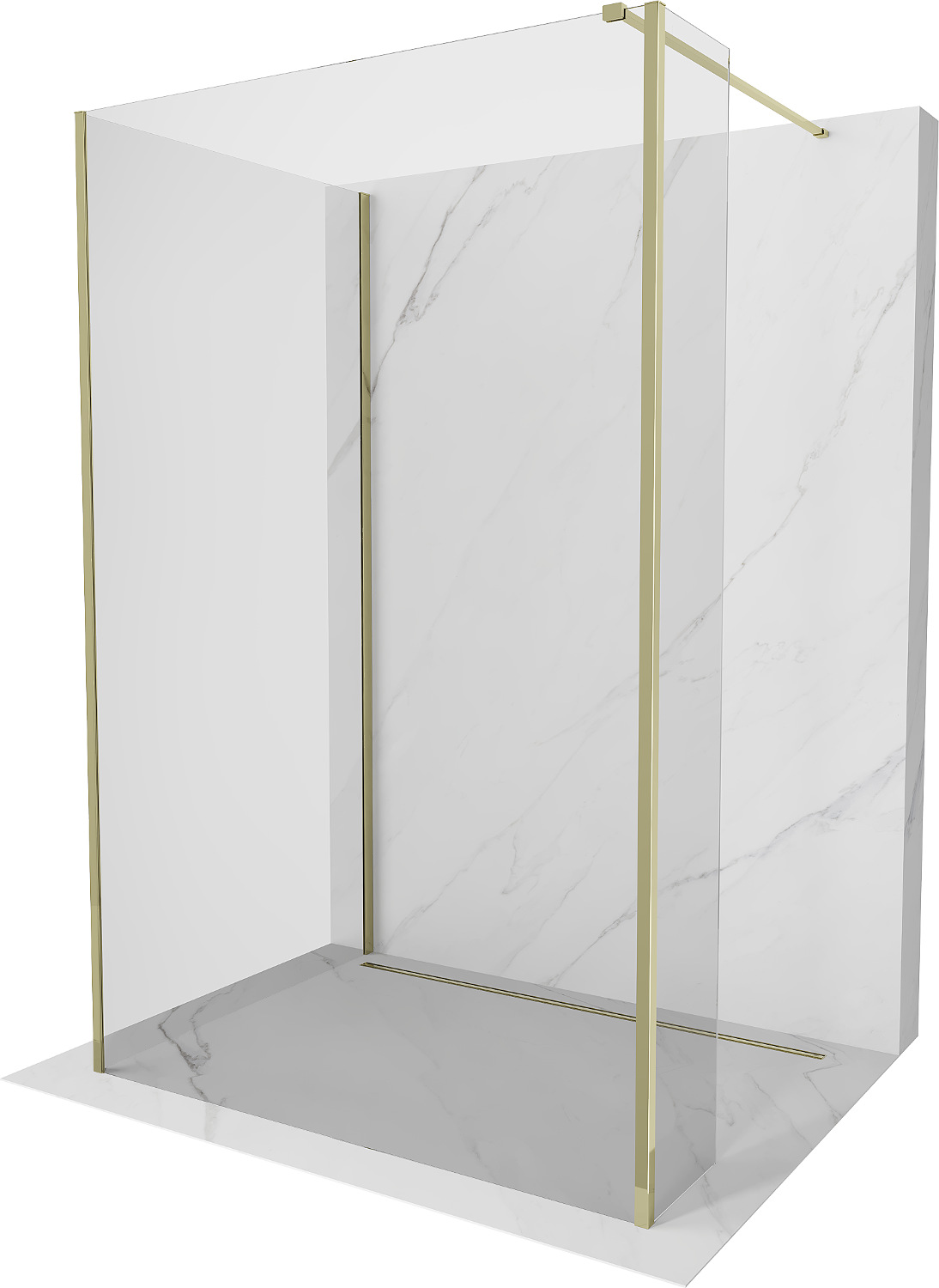 Mexen Kioto perete de dus Walk-in 100 x 70 x 30 cm, transparent, aurie - 800-100-070-221-50-00-030