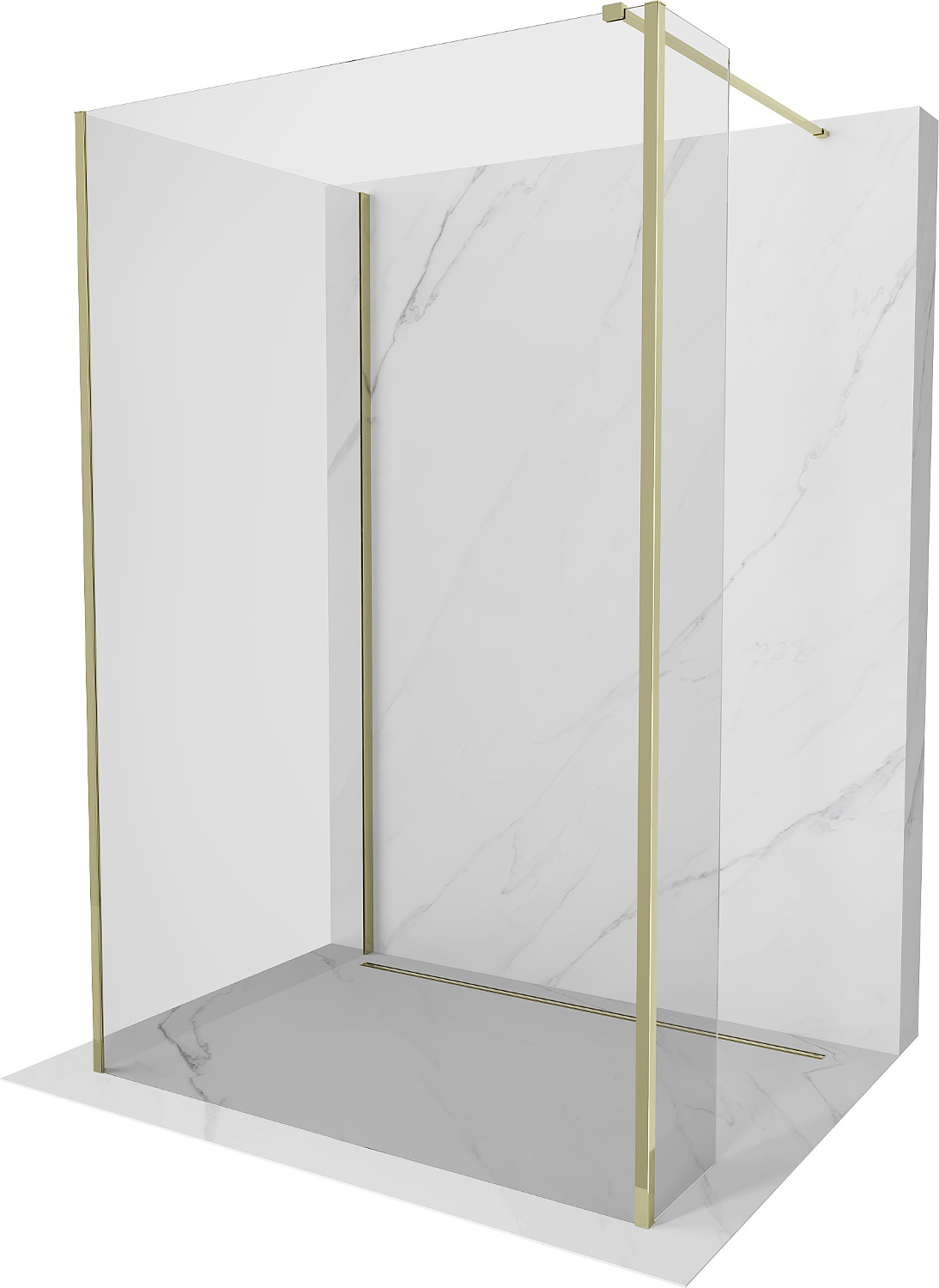 Mexen Kioto pereți duș Walk-in 135 x 70 x 30 cm, transparent, aurie - 800-135-070-221-50-00-030