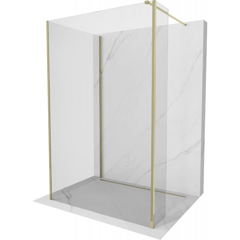 Mexen Kioto perete de duș Walk-in 110 x 75 x 30 cm, transparent, aurie - 800-110-075-221-50-00-030