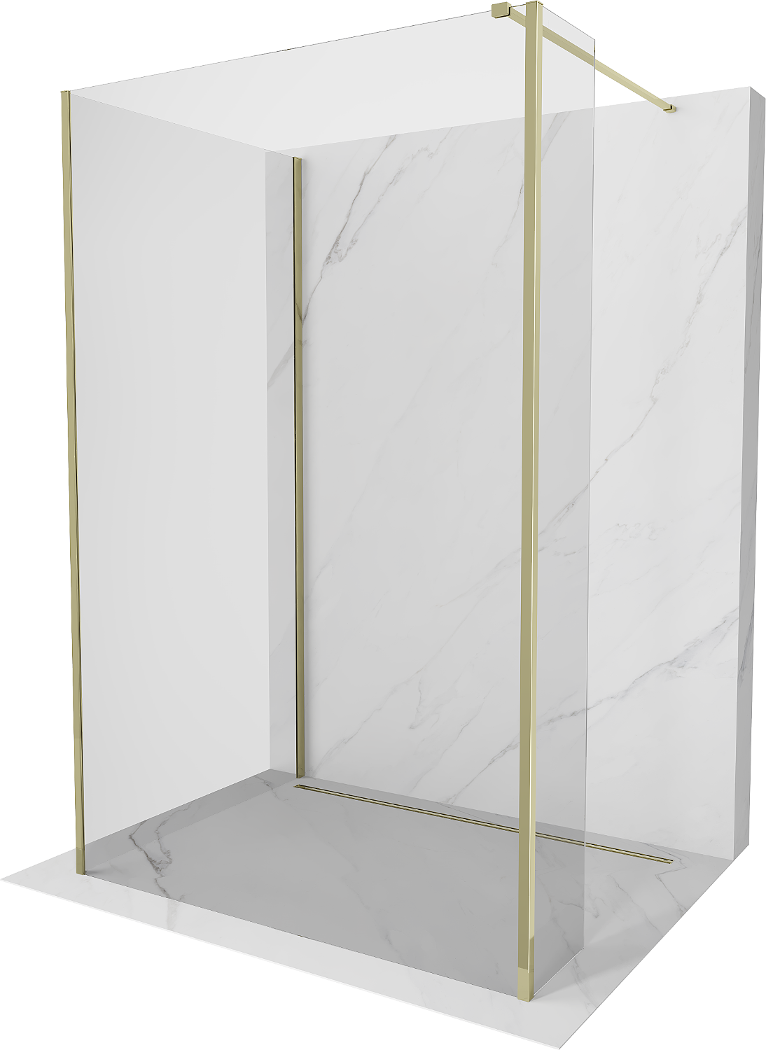 Mexen Kioto perete de duş Walk-in 100 x 85 x 30 cm, transparent, aurie - 800-100-085-221-50-00-030