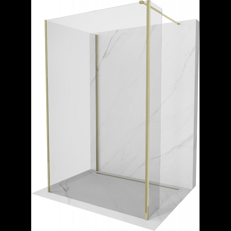 Mexen Kioto paravan de duş Walk-in 135 x 90 x 30 cm, transparent, aurie - 800-135-090-221-50-00-030