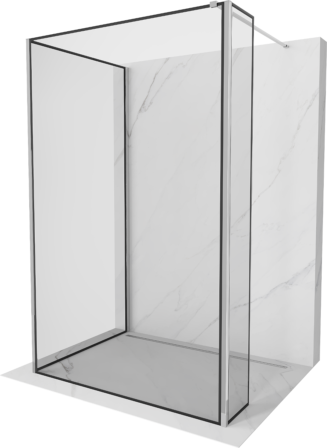 Mexen Kioto perete de duș Walk-in 120 x 80 x 30 cm, model negru, crom - 800-120-080-221-01-70-030