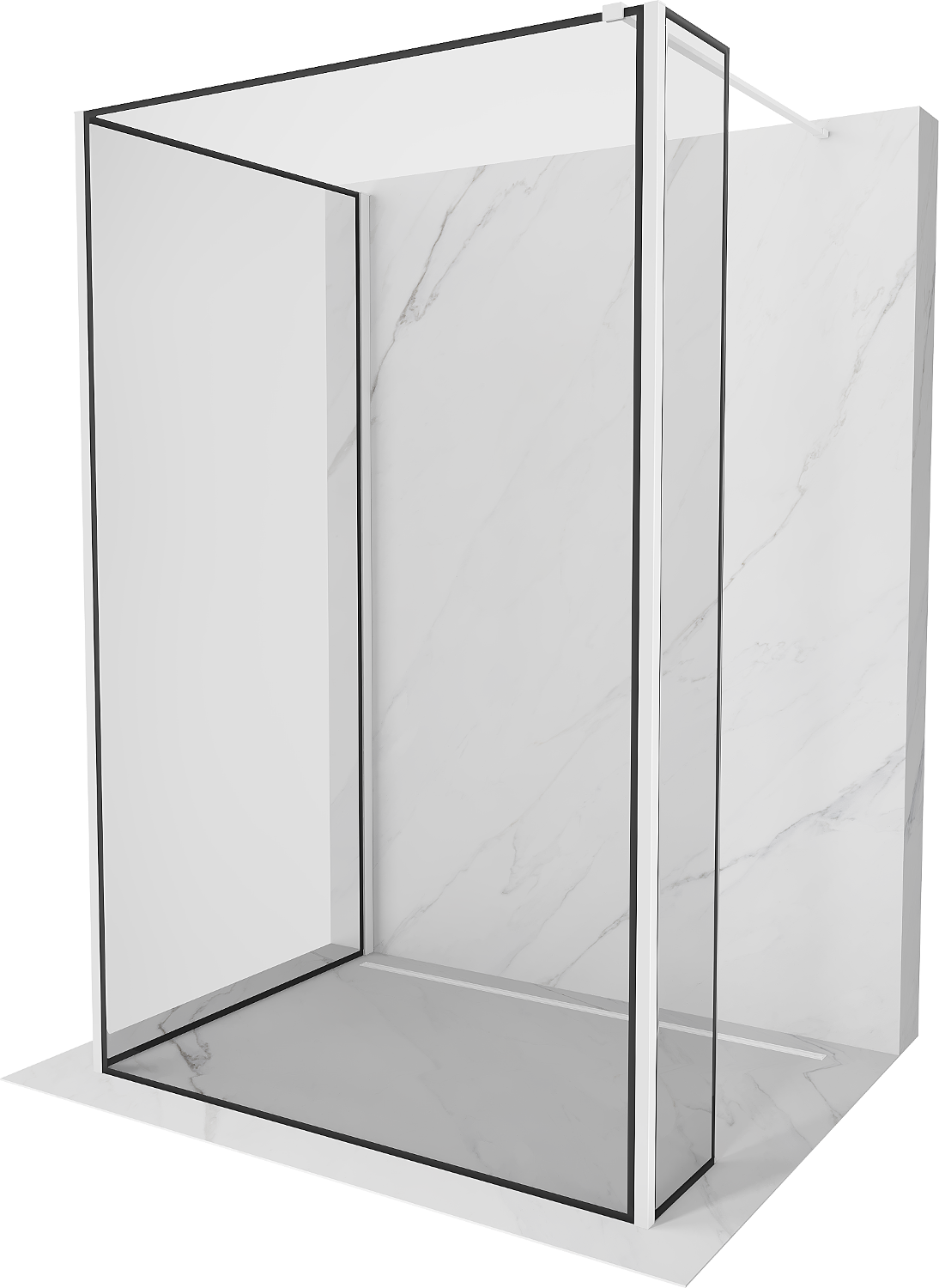 Mexen Kioto perete de duș Walk-in 130 x 80 x 30 cm, model negru, alb - 800-130-080-221-20-70-030