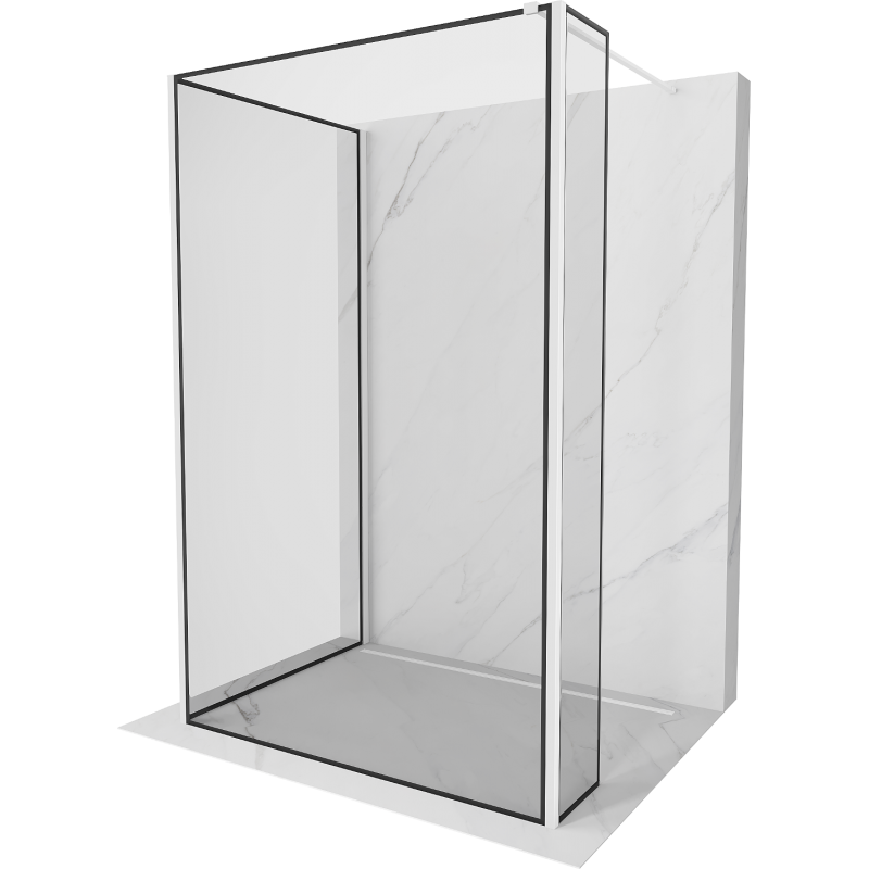 Mexen Kioto perete duș Walk-in 120 x 120 x 30 cm, model negru, alb - 800-120-120-221-20-70-030