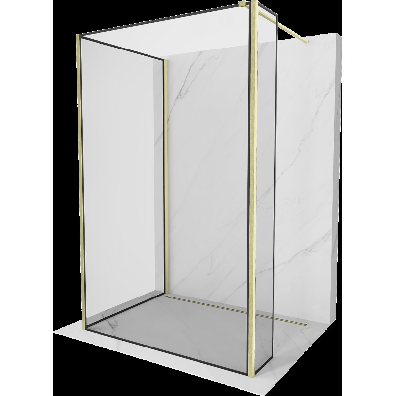 Mexen Kioto perete de duş Walk-in 120 x 100 x 30 cm, model negru, finisaj din alamă periată - 800-120-100-221-55-70-030