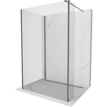 Mexen Kioto perete de duș Walk-in 140 x 75 x 30 cm, transparent, gri armat - 800-140-075-221-66-00-030