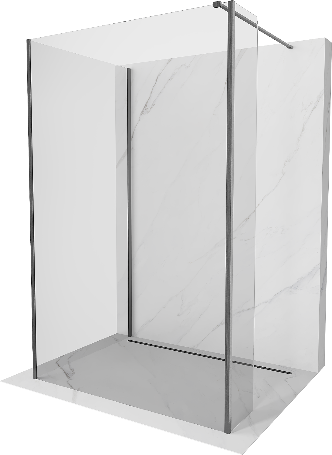 Mexen Kioto perete de duș Walk-in 140 x 75 x 30 cm, transparent, gri armat - 800-140-075-221-66-00-030