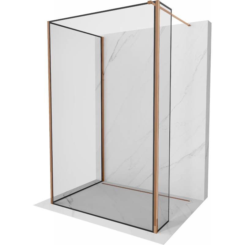 Mexen Kioto perete de duș Walk-in 100 x 80 x 30 cm, model negru, aur roz - 800-100-080-221-60-70-030