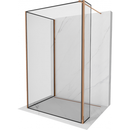 Mexen Kioto perete de duș Walk-in 140 x 120 x 30 cm, model negru, aur roz - 800-140-120-221-60-70-030