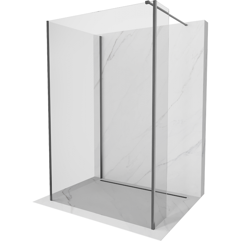 Mexen Kioto perete dus Walk-in 140 x 115 x 30 cm, transparent, gri mat - 800-140-115-221-66-00-030