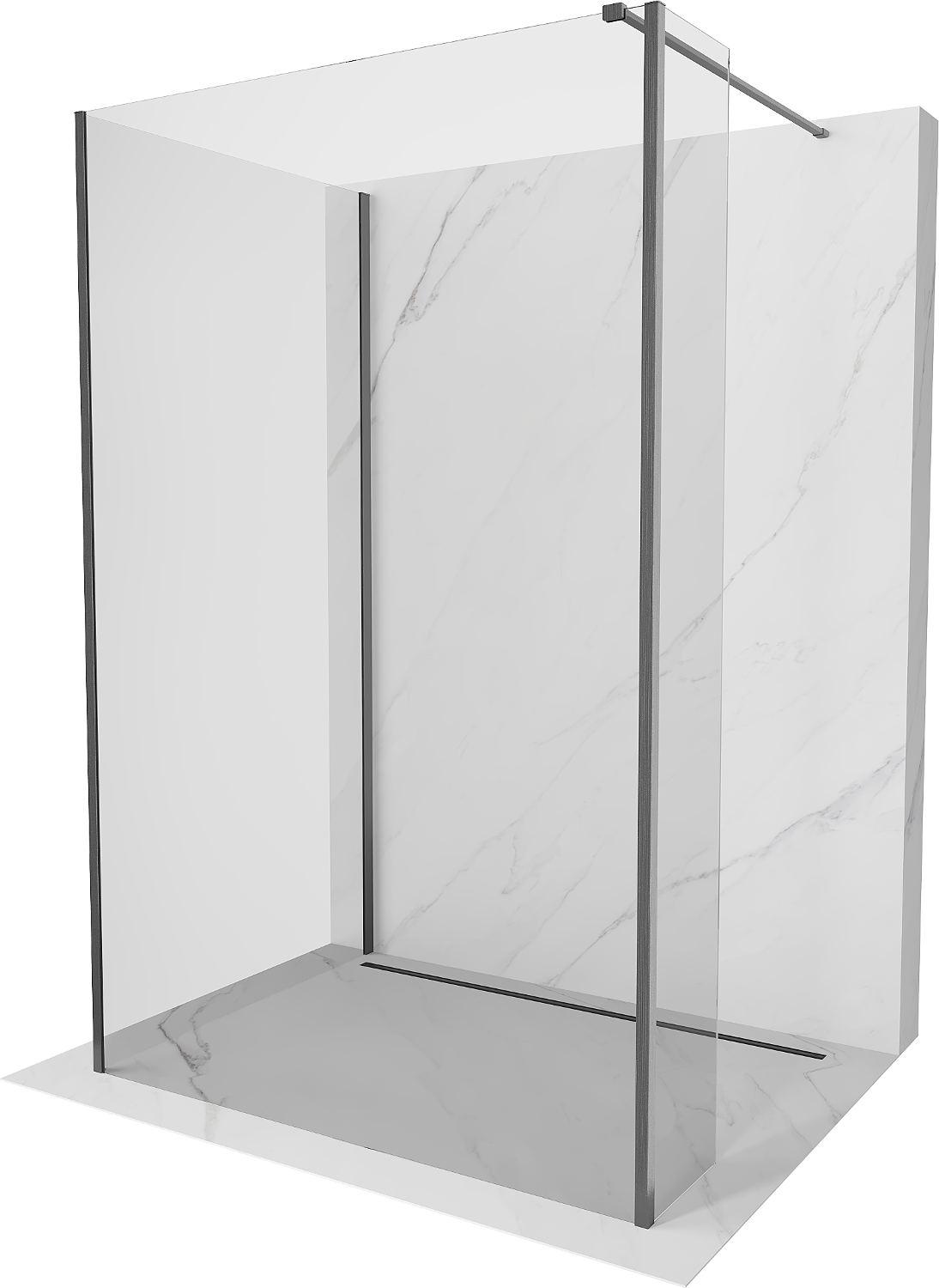 Mexen Kioto perete dus Walk-in 140 x 115 x 30 cm, transparent, gri mat - 800-140-115-221-66-00-030