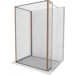 Mexen Kioto panou de duș Walk-in 130 x 100 x 40 cm, model negru, aur roz - 800-130-100-221-60-70-040