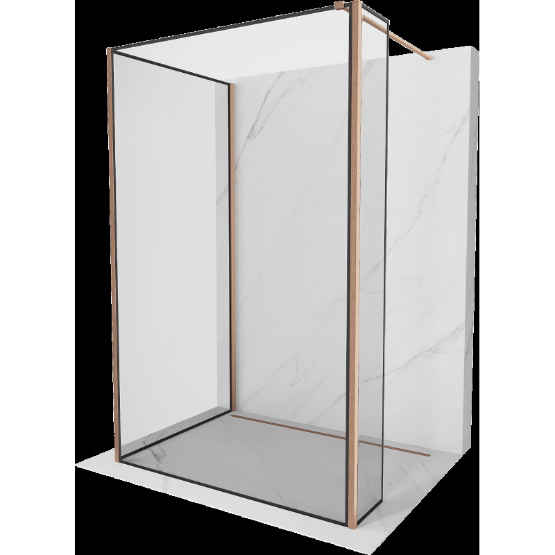 Mexen Kioto perete de duș Walk-in 120 x 90 x 30 cm, model negru, cupru lustruit - 800-120-090-221-65-70-030