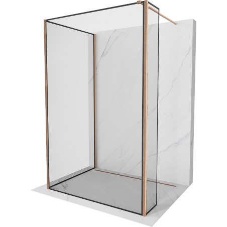 Mexen Kioto perete de duș Walk-in 120 x 100 x 30 cm, model negru, cupru periat - 800-120-100-221-65-70-030