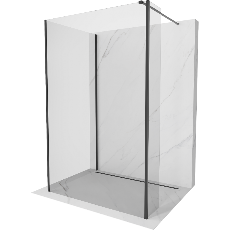 Mexen Kioto panou de duş Walk-in 100 x 80 x 30 cm, transparent, negru - 800-100-080-221-70-00-030