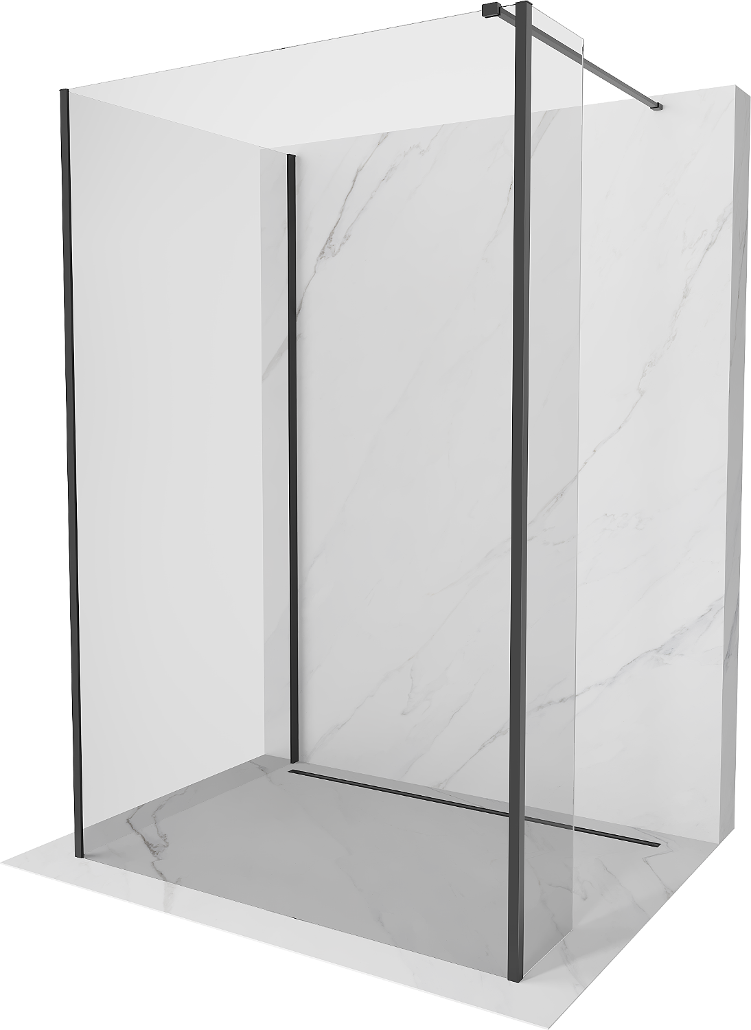 Mexen Kioto panou de duş Walk-in 100 x 80 x 30 cm, transparent, negru - 800-100-080-221-70-00-030