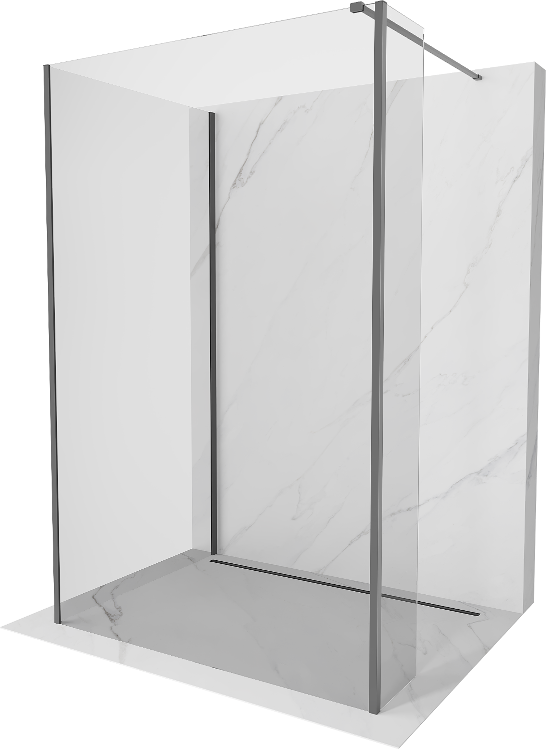 Mexen Kioto perete pentru duș Walk-in 110 x 85 x 30 cm, transparent, gun metal - 800-110-085-221-95-00-030