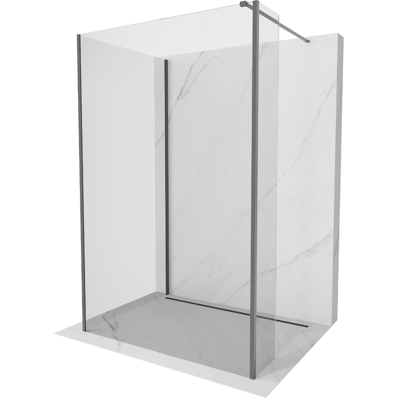 Mexen Kioto perete de duș Walk-in 120 x 95 x 30 cm, transparent, gun metal - 800-120-095-221-95-00-030