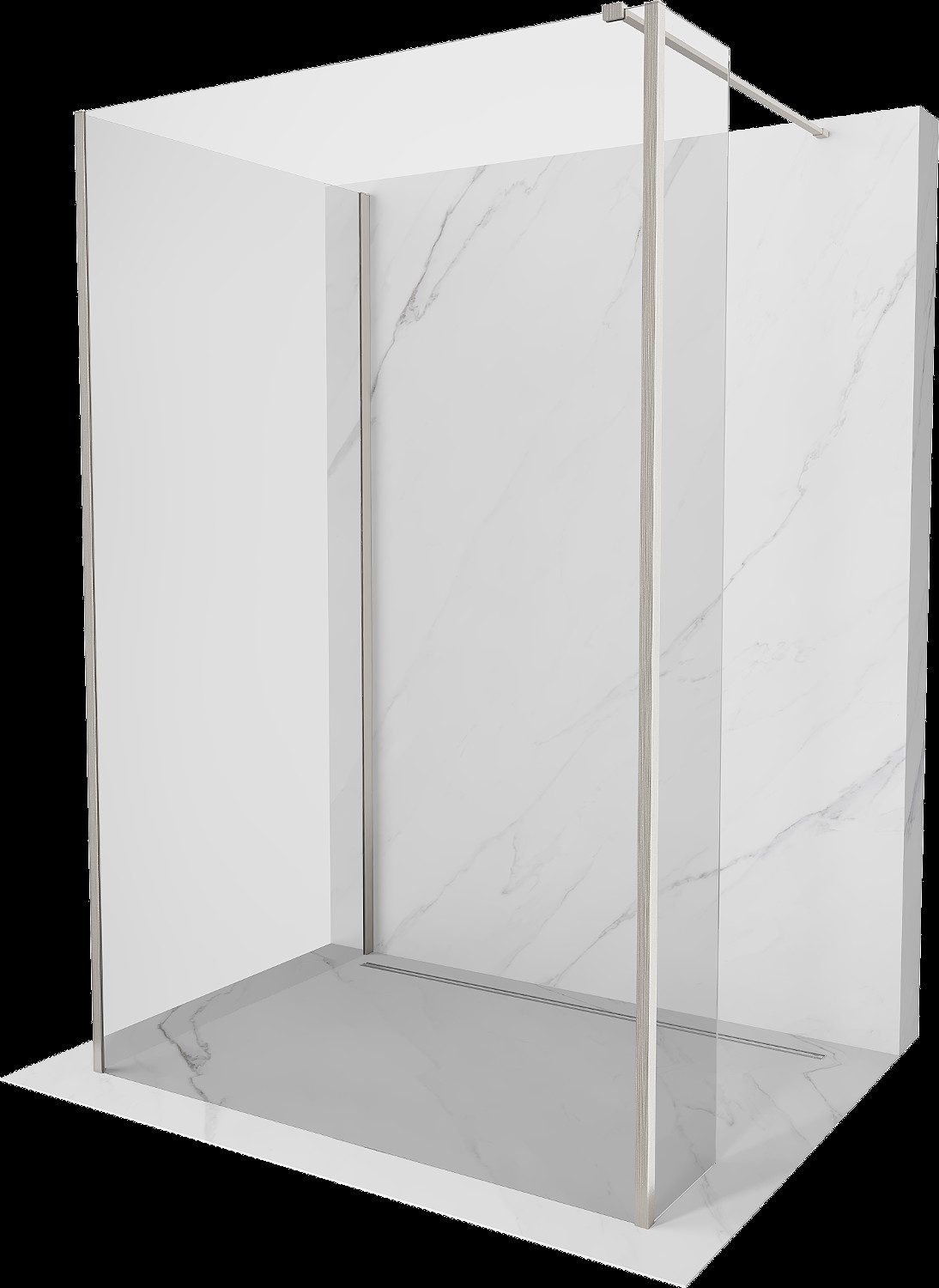 Mexen Kioto perete de duș Walk-in 100 x 75 x 30 cm, transparent, nichel periat - 800-100-075-221-97-00-030