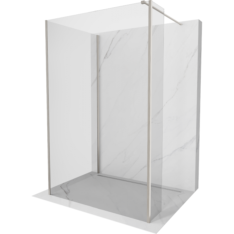 Mexen Kioto perete de duș Walk-in 120 x 75 x 30 cm, transparent, nichel periat - 800-120-075-221-97-00-030