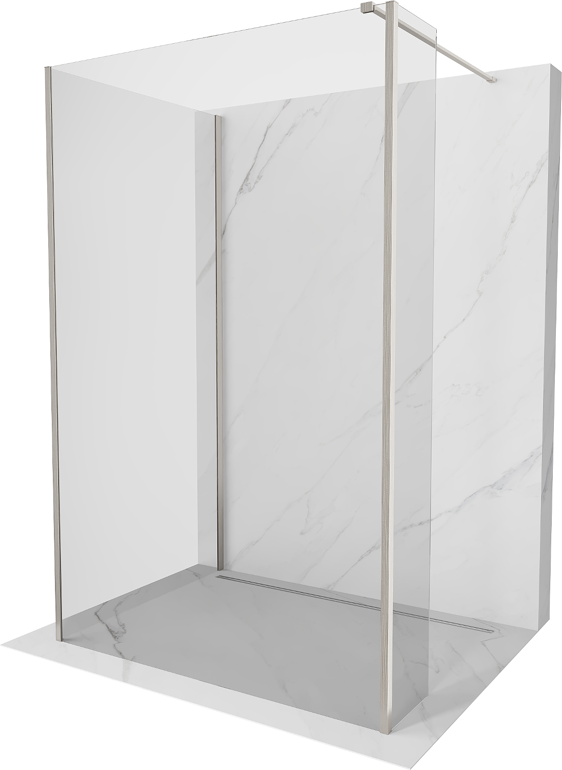 Mexen Kioto perete duș Walk-in 120 x 90 x 30 cm, transparent, nichel periat - 800-120-090-221-97-00-030